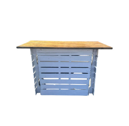 Foldable White Bar with Oak Top